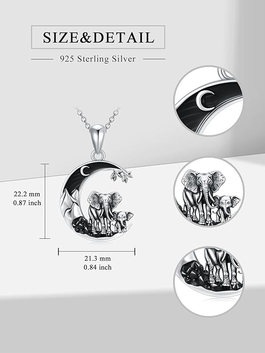 Gothic Jewelry Bat/Cat/Wolf/Dragon/Owl/Fox/Spider/Sun Pendant Sterling Silver Crescent Moon Necklace for Women Girls Black Jewelry Gifts