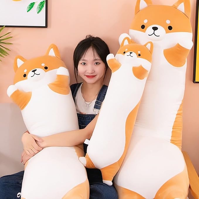 27.64'' Shiba Inu Plush Dog Stuffed Animals Long Dog Plush Pillow Toy Cute Cartoon Soft Sleeping Body Pillow for Kids Adults