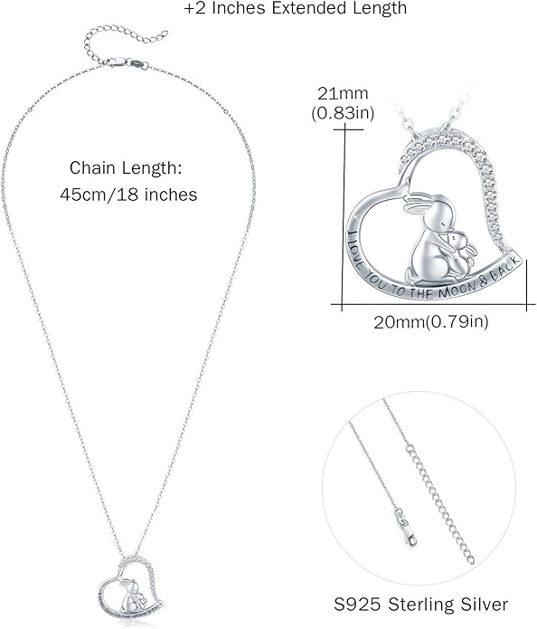 MEDWISE 925 Sterling Silver Dog Paw Print/Rabbit/Panda/Frog Necklace Pendant Heart Necklace Jewelry Gifts for Women Ladies Wife Mother Daughter Granddaughter Birthday Christmas