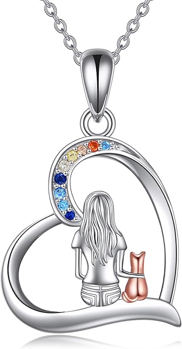 YFN Cat Necklace Sterling Silver Jewelry for Women Cat Jewelry Gifts