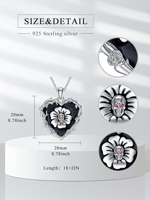 Gothic Necklace 925 Sterling Silver Cat Pumpkin/Spider/Skull Necklace Gothic Jewelry for Women Daughter