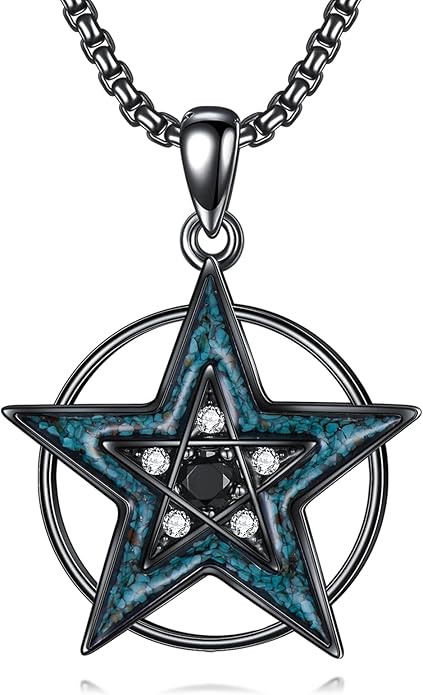 Witch Necklace 925 Sterling Silver Pentagram Triple Moon Pentacle Pendant Wiccan Pagan Jewelry Witchy Gifts for Women