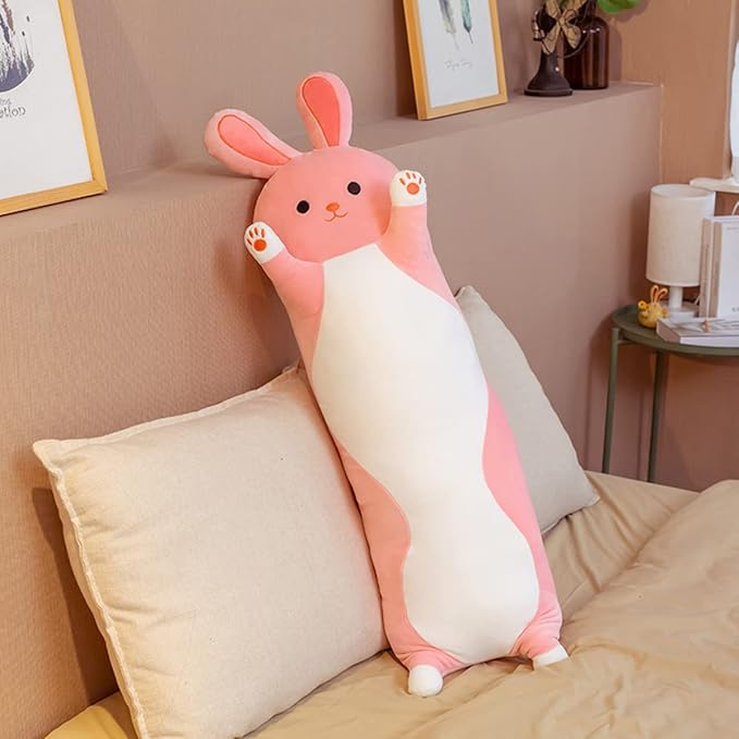 37.40'' Giant Bunny Stuffed Animals Bunny Plush Pillow Toy Cute Cartoon Soft Long Body Sleeping Pillow Gift for Kids Girlfriend(Pink)