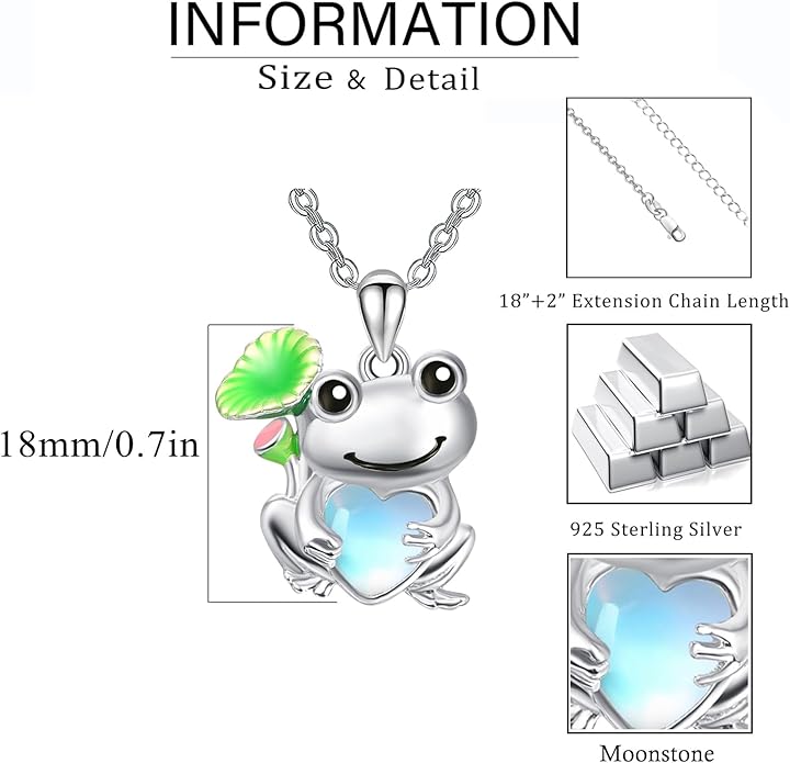 Dreamboat Moonstone Animal Pendant Necklace for Women 925 Sterling Silver Cute Animals Jewelry Gifts