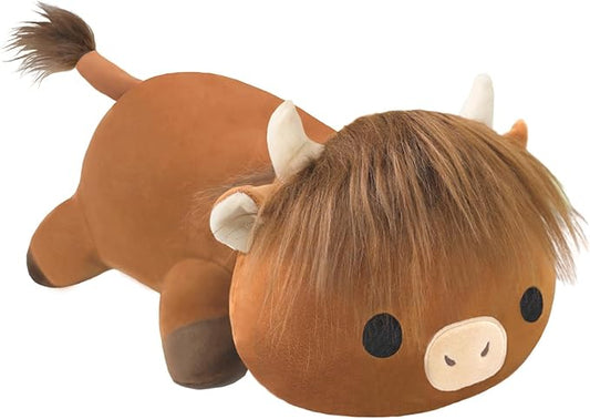 SQEQE Weighted Highland Cow Plush, Weighted Highland Cow Stuffed Animal, Cute Cow Plushies Soft Pillow Toy Gift for Kids Adults 23.6 Inch, 3.1 Lbs