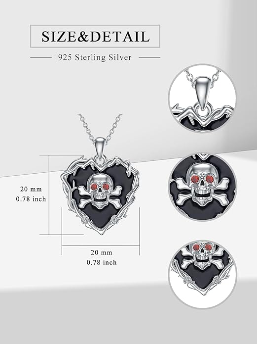 Gothic Necklace 925 Sterling Silver Cat Pumpkin/Spider/Skull Necklace Gothic Jewelry for Women Daughter