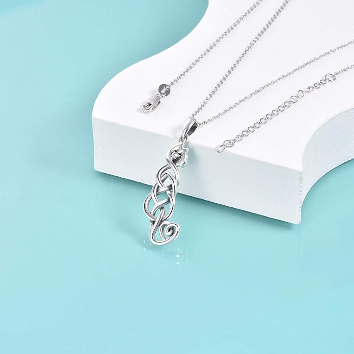ONEFINITY Sterling Silver Cat Necklace Celtic Knot Viking Jewelry Crazy Cat Lady Gifts for Cat Lover for Women Her