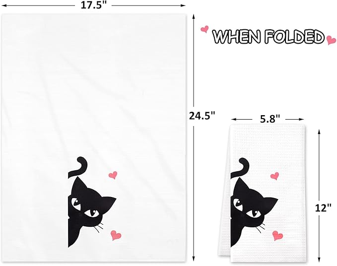 Vansolinne Cute Cats Microfiber Bath Towels Set of 4, 18in x 24in, Perfect for Cat Lovers, Housewarming Gifts