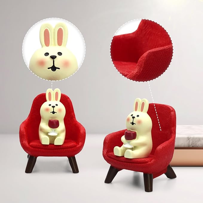 Small Easter Bunny Figurine Cute Mini Rabbit Holding Red Wine Figurine Resin Rabbit for Office, Home Decoration Perfect Cute Rabbit Gift for Rabbit Lovers - Red Sofa