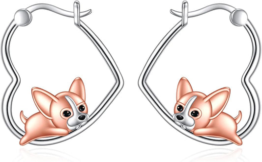 YFN Animal Earrings Sterling Silver Animal Heart Hoop Dangle Earrings Cute Jewelry Gifts for Women