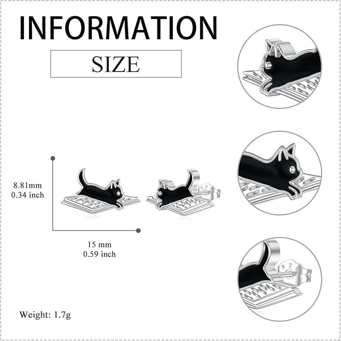 YFN Cat Earrings for Women Sterling Silver Shark Dangle Earrings Cat Jewelry Gifts for Women Cat Lover Shark Jewelry for Shark Lover