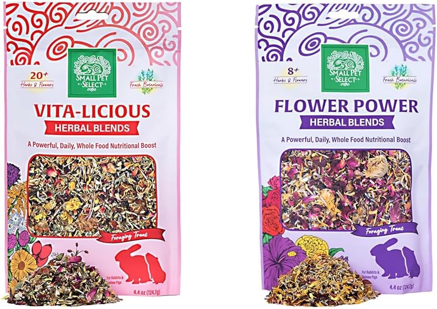 Small Pet Select Vita-Licious Essentials - Natural Herbal Treats Flower Power Herbal Blend, a Natural Herbal Treat for Rabbits and Guinea Pigs, 4.4 oz