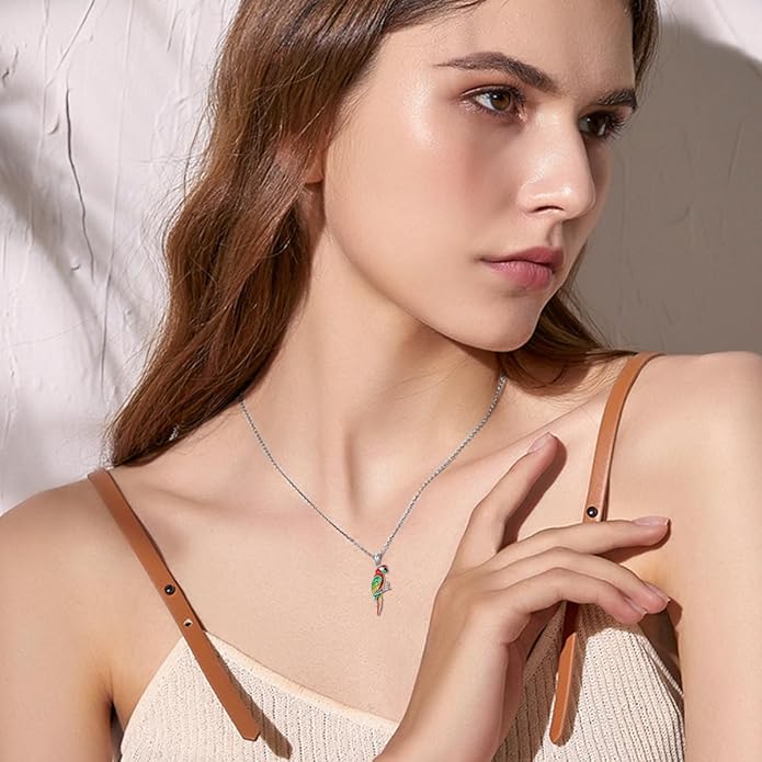 925 Sterling Silver Lab Grown Diamond Animal Necklace Cat/Bear/Bee/Dolphin/Dragonfly/Horse/Hummingbird/Koala/Parrot/Penguin/Pigeon/Sea Turtle/Starfish Lab Grown Diamond Necklace Gift for Women