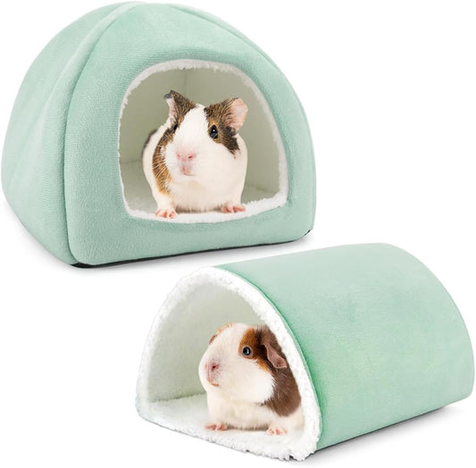 Guinea Pig Hideout and Tunnel Set, Soft Plush Bed & Play Tunnel for Guinea Pigs, Rabbits, Ferrets, Small Animals - Washable Accessories for Resting, Hiding, Exercising