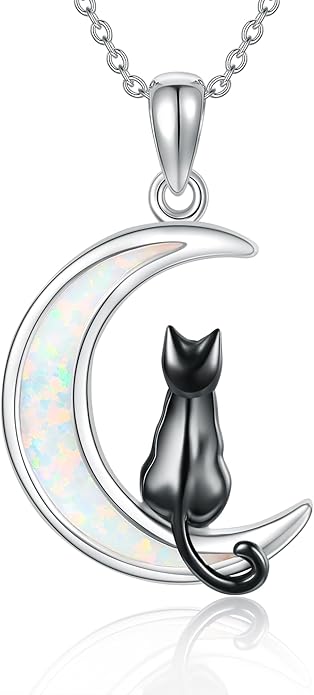 URONE Cat Necklace 925 Sterling Silver Cat Pendants Necklace Animals Jewelry Gifts For Women