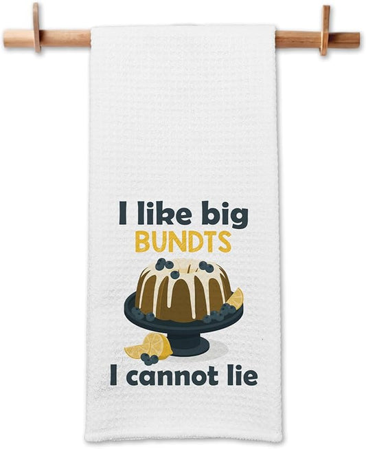 Funny Baking Kitchen Towels I Like Big Bundts I Cannot Lie Cleaning Cloth Funny Sayings Humorous Dish Towels Farmhouse Kitchen Decor Sweet Housewarming Gifts for Women Men Chef Bake Lover