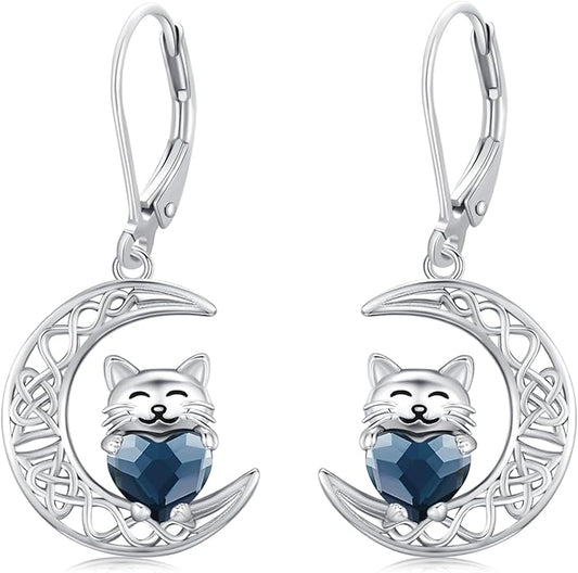 925 Sterling Silver Cat Earrings Cute Animal Kitten Stud Earrings cat Jewelry Gifts for Women Girls Hypoallergenic Earrings for Sensitive Ears