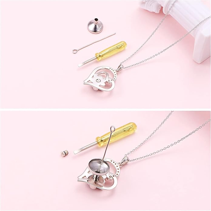 FLYOW 925 Sterling Silver Cute Paw Print Forever Love Heart Pendant Necklace/Bracelet/Stud Earrings Gift for Women, Box Chain 18"