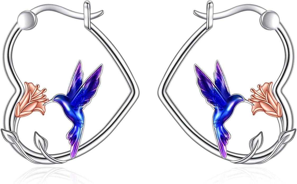 YFN Animal Earrings Sterling Silver Animal Heart Hoop Dangle Earrings Cute Jewelry Gifts for Women