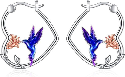 YFN Animal Earrings Sterling Silver Animal Heart Hoop Dangle Earrings Cute Jewelry Gifts for Women