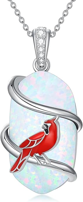 Opal Mama Bear/Panda/Cat/Koala/Sloth/Cardinal/Unicorn Necklace 925 Sterling Silver Opal Animal Pendant Jewelry Birthday Gifts Women Her Mom