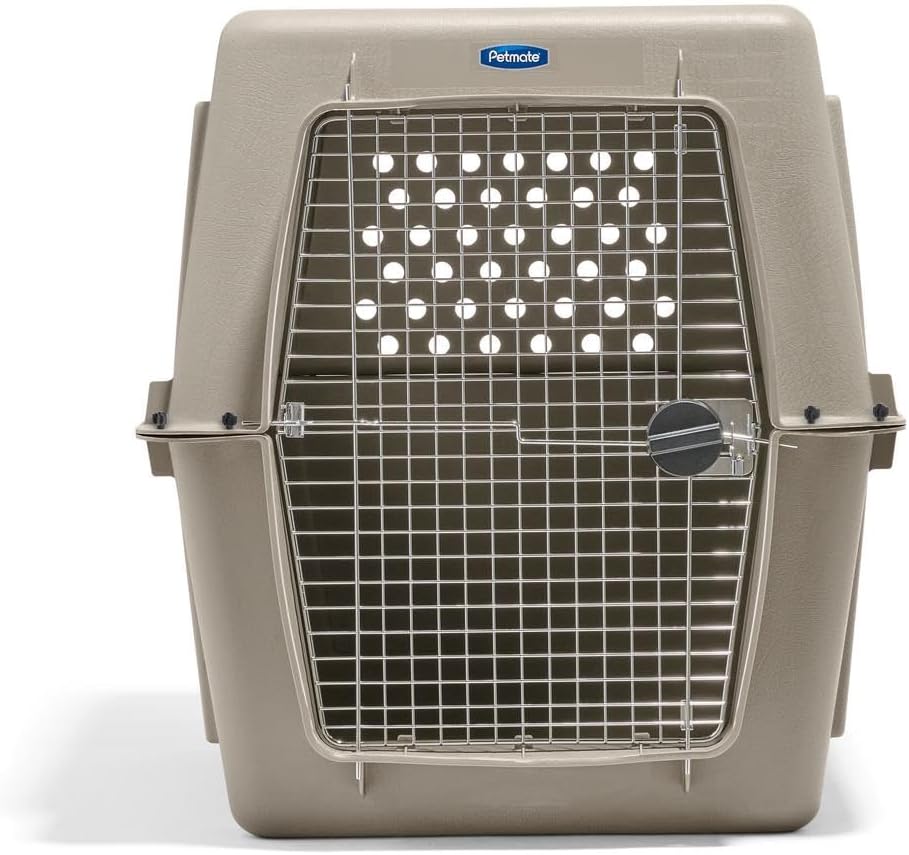 Petmate Ultra Vari Dog Kennel - Portable Crate for Extra Large Dogs 90-125 lbs - Airline-Friendly - Heavy-Duty Plastic Shell - For Home and Travel - Made in USA - 48 Inches - Taupe