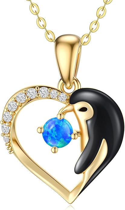 WSX 14K Real Gold Animal Necklace for Women, Bear/Cat/Rabbit/Elephant/Horse Pendant Charm Jewelry Gifts Mother Day Valentine Christmas