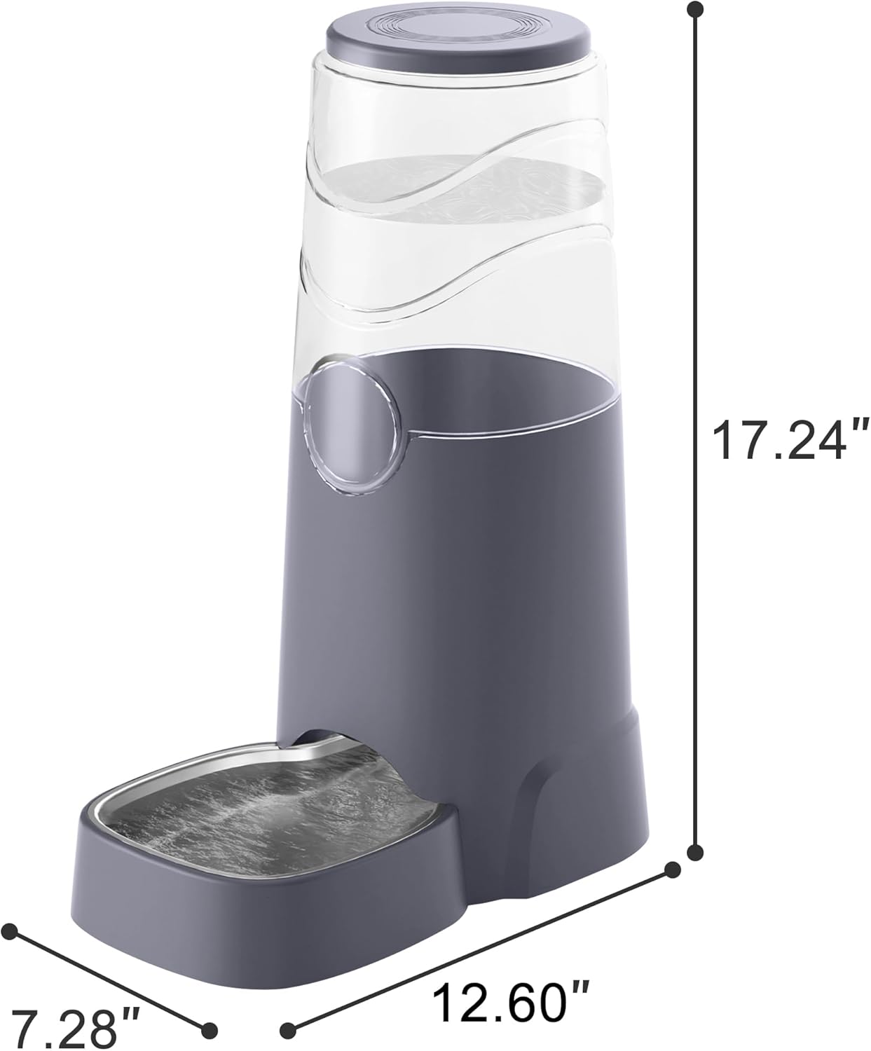 8L Automatic Pet Waterer,Gravity Stainless Steel Water Feeder,Gravity Pet Water Dispenser,Large Capacity Waterer with Stainless Steel Bowl for Medium and Large-Sized Cats and Dogs(8L,Grey)