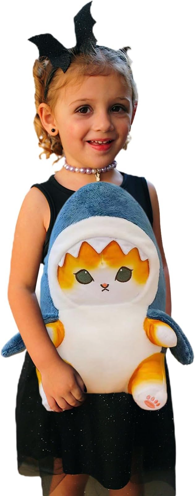 Kawaii Shark Cat Plush Toy Stuffed Animal Doll, Cute Soft Pillow Stress Release Hugs Toys Christmas Halloween Birthday Gifts for Kids Boys Girl Best Gift (Blue - Yellow,12 inch)