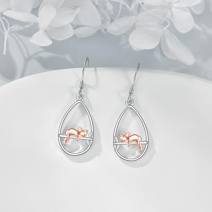 YFN Animal Earrings Sterling Silver Animal Heart Hoop Dangle Earrings Cute Jewelry Gifts for Women