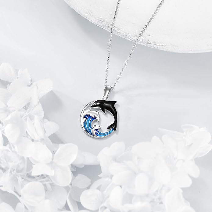 POPLYKE Spider/Butterfly/Fox/Killer Whale/Pande/Shark/Cat/Owl/Mermaid/Dragonfly Necklace 925 Sterling Sliver Animal Necklace Pendant Jewelry Gifts for Women