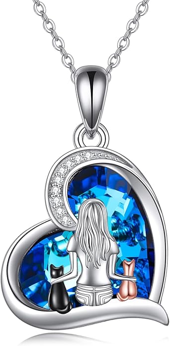 YFN Cat Necklace Sterling Silver Jewelry for Women Cat Jewelry Gifts