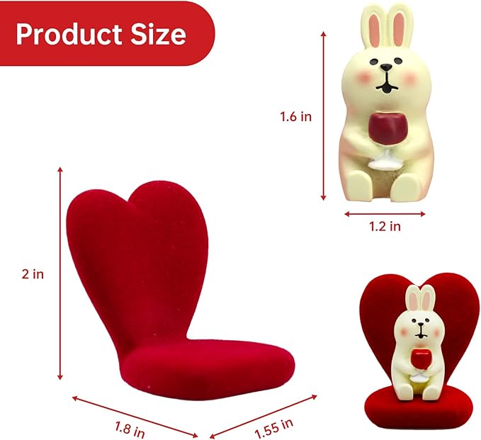 Small Easter Bunny Figurine Cute Mini Rabbit Holding Red Wine Figurine Resin Rabbit for Office, Home Decoration Perfect Cute Rabbit Gift for Rabbit Lovers - Heart-Shaped Sofa