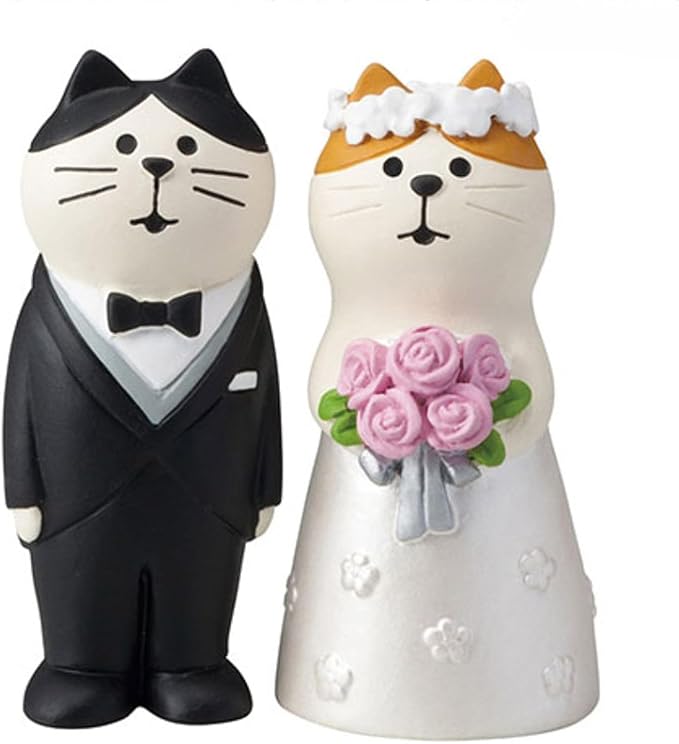 Miniatures Cat Figurines Mini Resin Cats Cute Desk Decor Wedding Cat Groom Bride