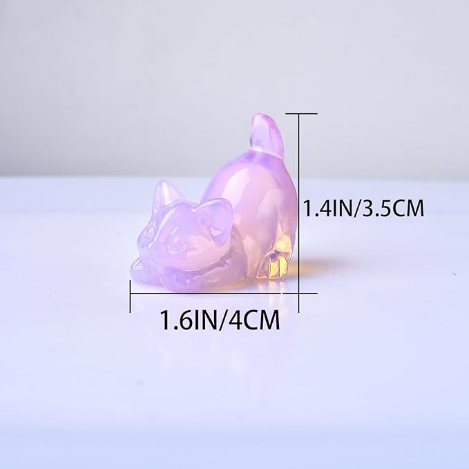 Pink Opal Cat Decor Statue Crystals and Healing Stones Cat Figurine Polished Gemstones Bedroom Office Desk Home Decoration A Lucky Decoration for Cat Lover