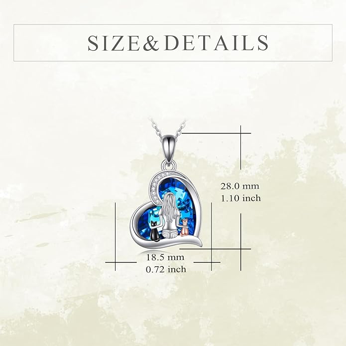 YFN Cat Necklace Sterling Silver Jewelry for Women Cat Jewelry Gifts