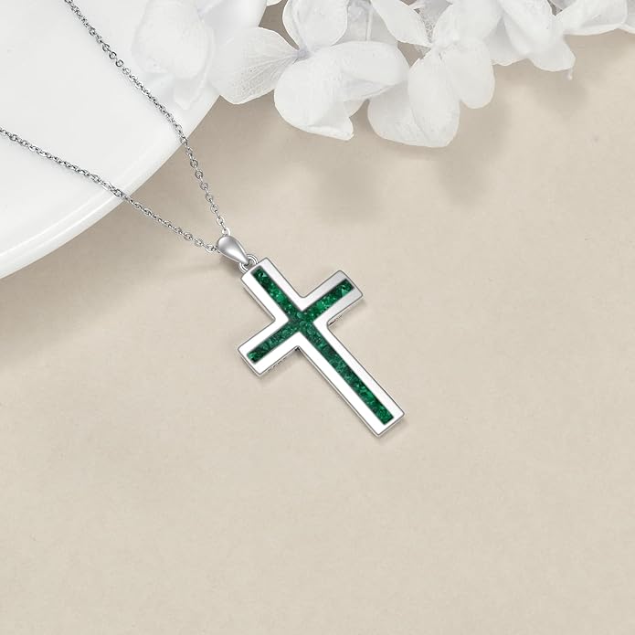 YFN Cross Necklace Sterling Silver Religious Cross Pendant Jewelry Christian Gifts for Women Men