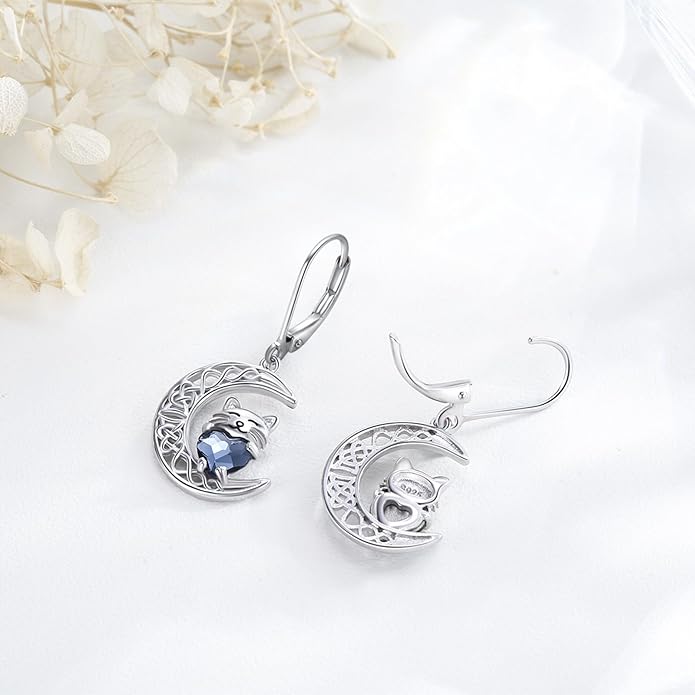 925 Sterling Silver Cat Earrings Cute Animal Kitten Stud Earrings cat Jewelry Gifts for Women Girls Hypoallergenic Earrings for Sensitive Ears