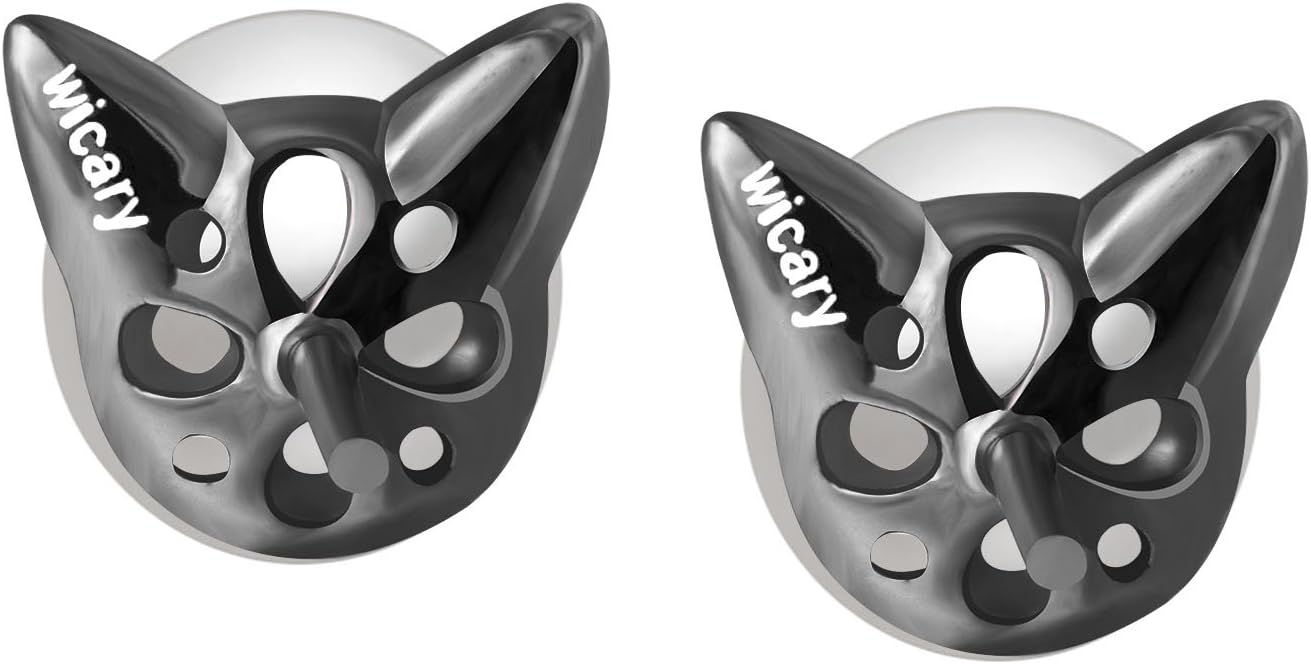 Wicary Cat Earrings Sterling Silver Pearl Earrings for Women Cat Stud Earring for Cat Lovers