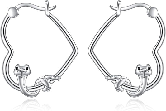 YFN Animal Earrings Sterling Silver Animal Heart Hoop Dangle Earrings Cute Jewelry Gifts for Women