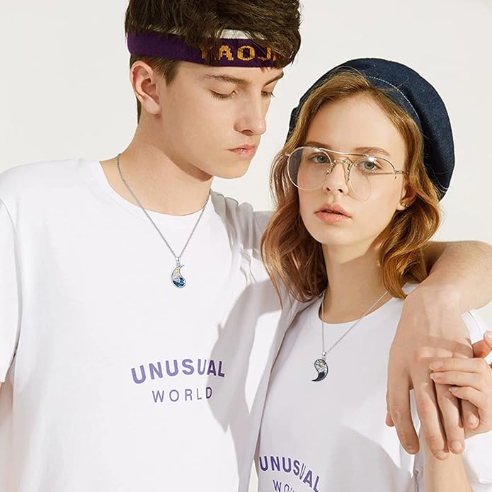 Yin Yang Matching Jewelry Set 925 Sterling Silver Yin Yang Friendship Couples BFF Pendant Necklace Jewelry for Her Him Women Men