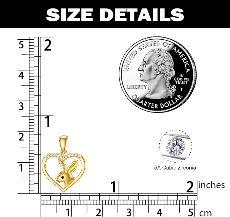 WSX 14K Real Gold Animal Necklace for Women, Bear/Cat/Rabbit/Elephant/Horse Pendant Charm Jewelry Gifts Mother Day Valentine Christmas