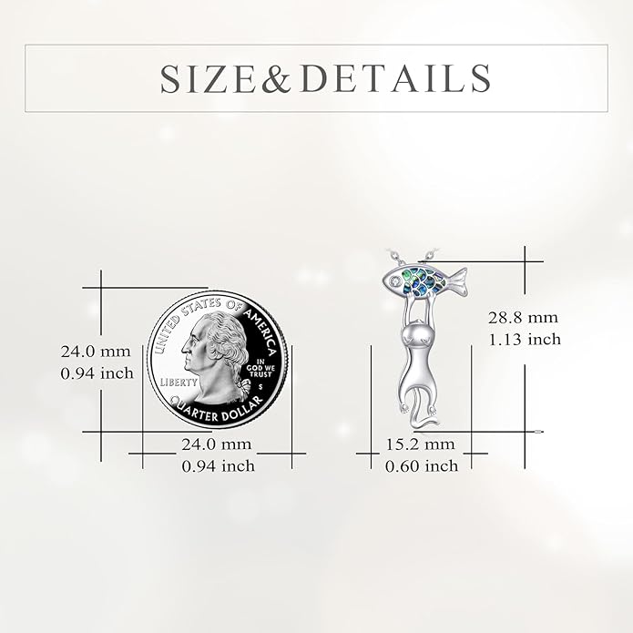 YFN Cat Necklace Sterling Silver Jewelry for Women Cat Jewelry Gifts