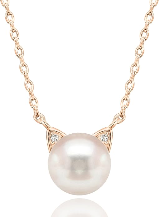 14K Gold Plated Sterling Silver AAA+ Freshwater Cultured Pearl Cat Pearl Pendant