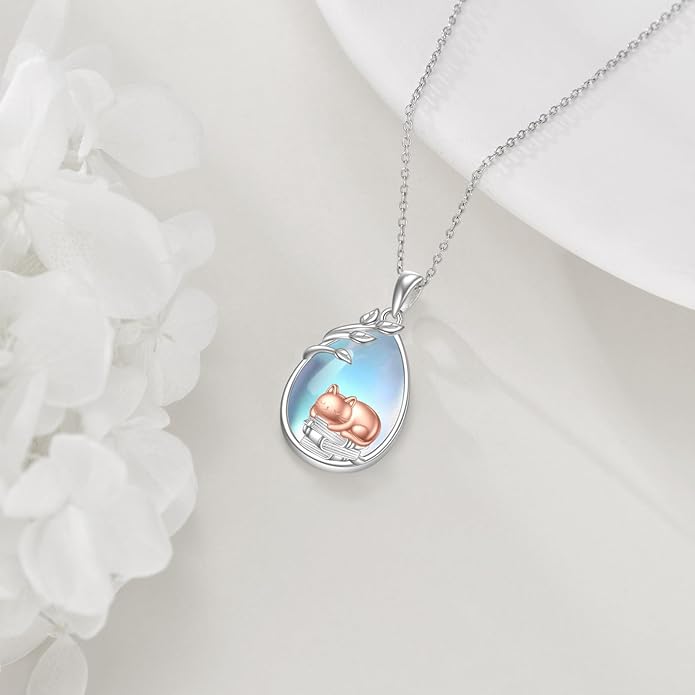YFN Cat Necklace Sterling Silver Jewelry for Women Cat Jewelry Gifts