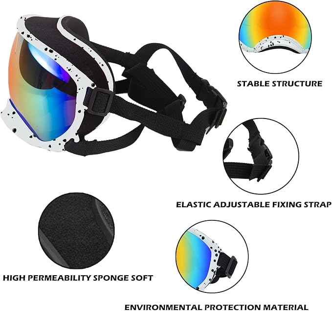 Winproof Large Dog Sunglasses with Adjustable Strap, UV Protection, Soft Goggles for Medium-Large Dogs