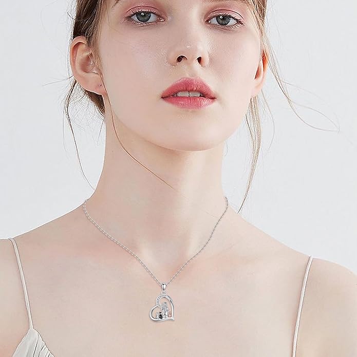 YFN Cat Necklace Sterling Silver Jewelry for Women Cat Jewelry Gifts