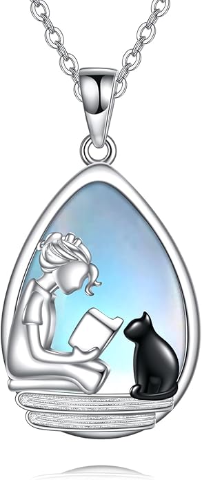 YFN 925 Sterling Silver Book Lover Necklace Reading Pendant for Women Graduation Gift Jewelry for Student Friends Classmate