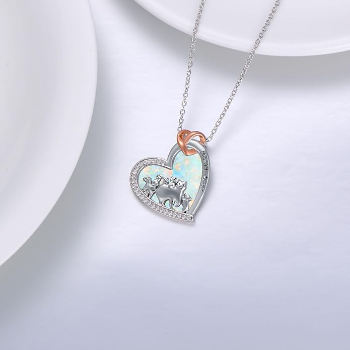 Mothers Day Gift for Mom 925 Sterling Silver Mama Bear/Dinosaur/Cat/Bird/Chicken Necklace with 1 2 3 4 5 Cubs Jewelry for Women Wife Grandma