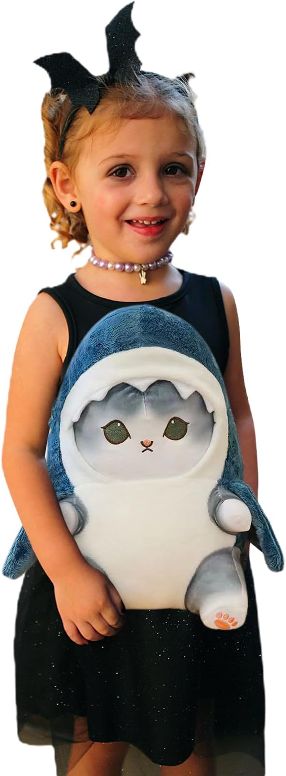 Kawaii Shark Cat Plush Toy Stuffed Animal Doll, Cute Soft Pillow Stress Release Hugs Toys Christmas Halloween Birthday Gifts for Kids Boys Girl Best Gift (Blue - Grey,9 inch)